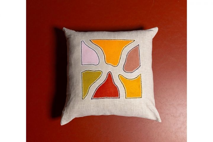 Cushion cover Delany Griffiths design - MCA x Waringarri Arts - photographer Katje Ford